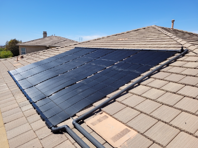 Row of solar panels installed on a home's roof.