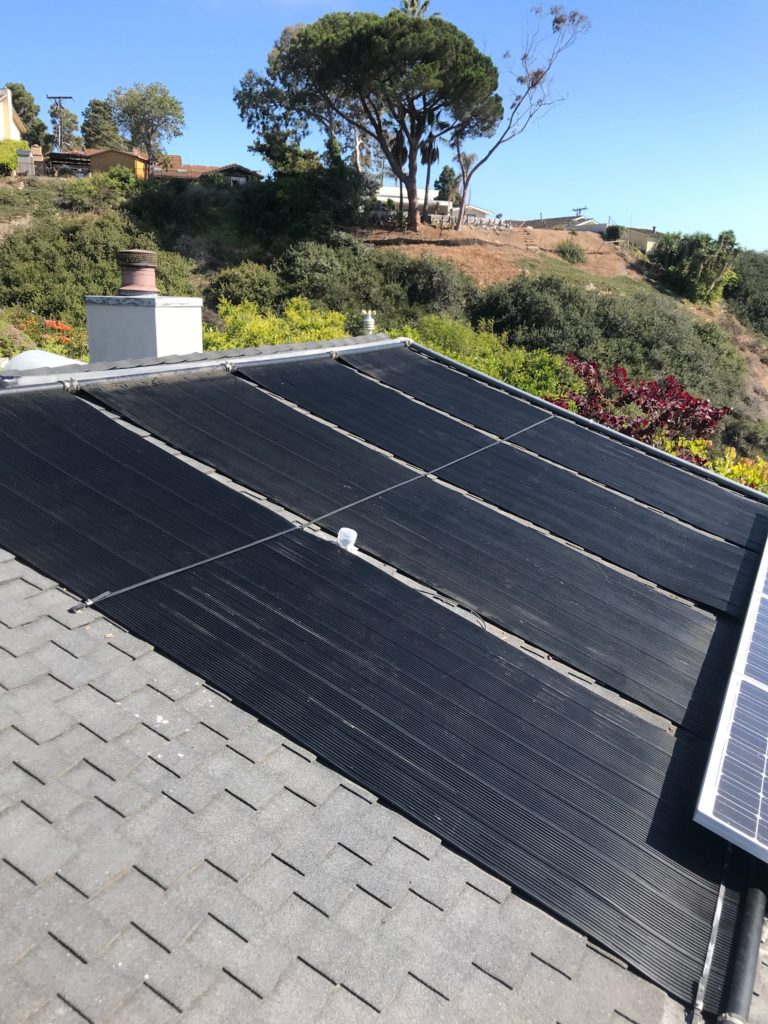 Several rows of solar panels on a roof in Rancho Palos Verde