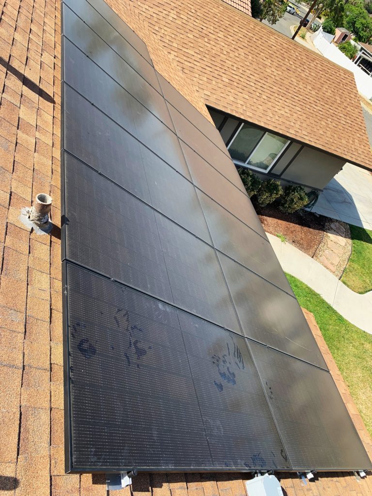 Residential solar panels on the roof of a home in Rancho Cucamonga.