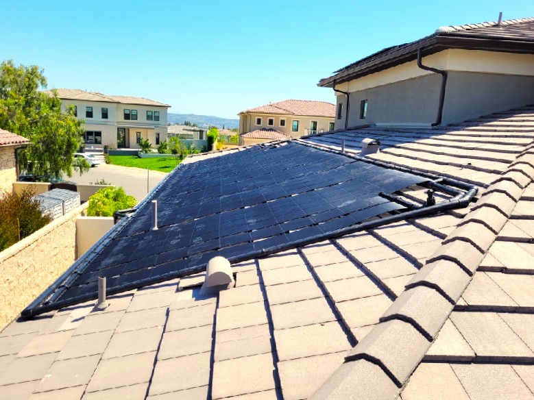 Solar panels secured to a roof in Yorba Linda